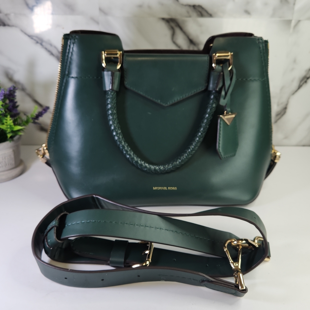 Michael Kors Green Blakely Leather Satchel Handbag - Picture 6 of 14